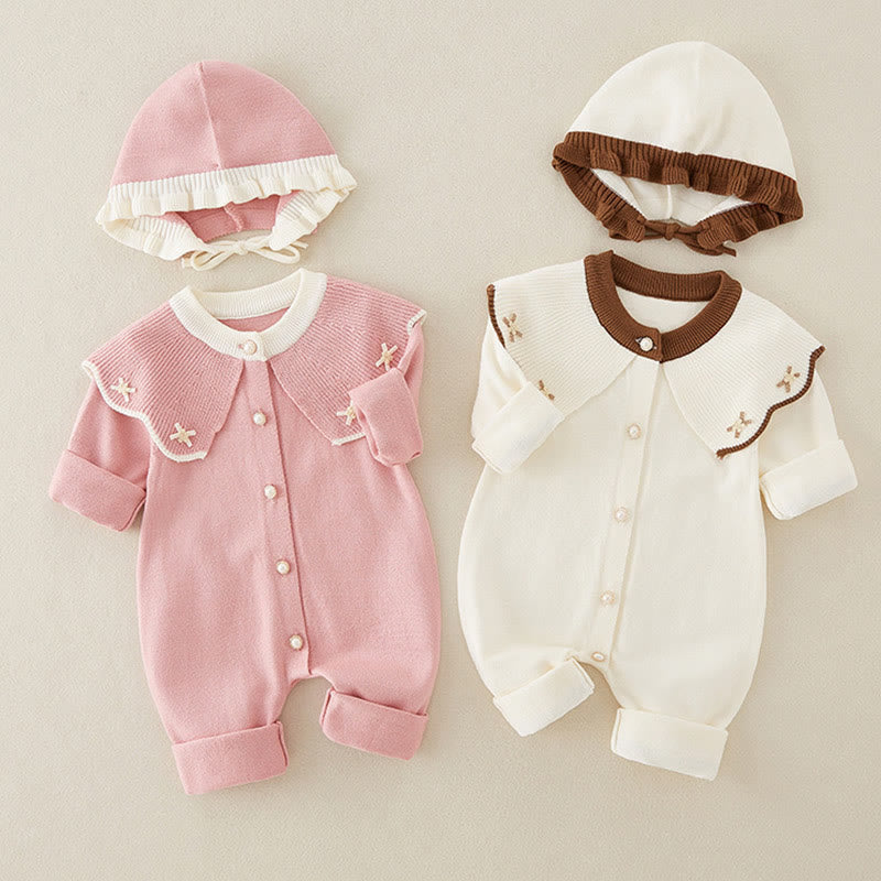 Combinaison bébé fille à manches longues et capuche, en maille, motif color block printemps/automne, Buddha Stones - image 18