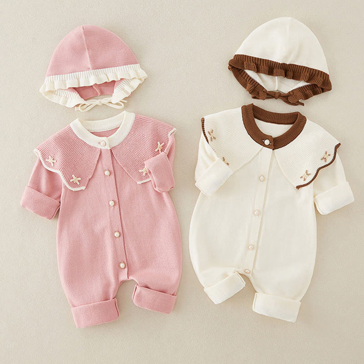 Combinaison bébé fille à manches longues et capuche, en maille, motif color block printemps/automne, Buddha Stones - image 18