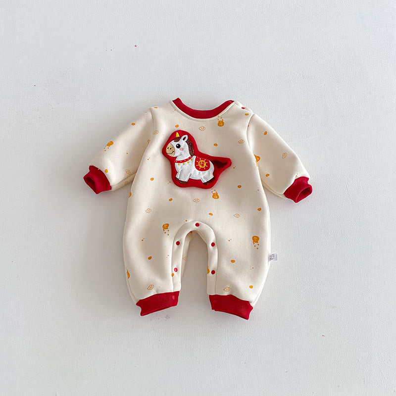 Grenouillères à manches longues en coton pour bébé fille ou garçon, motif Buddha Stones , année du Cheval - Beige - 18-24 ans - image 0