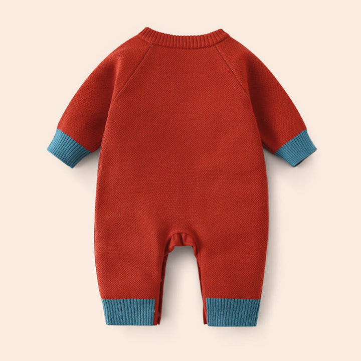 Combinaison bébé garçon/fille en coton tricoté à manches longues, motif panda roux et Buddha Stones , automne/hiver - image 2