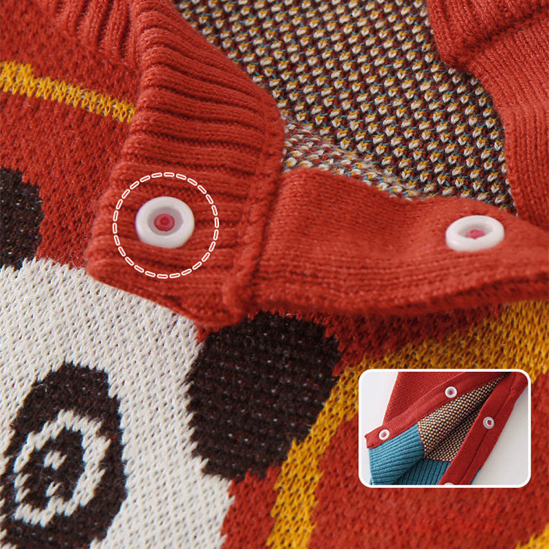 Combinaison bébé garçon/fille en coton tricoté à manches longues, motif panda roux et Buddha Stones , automne/hiver - image 5