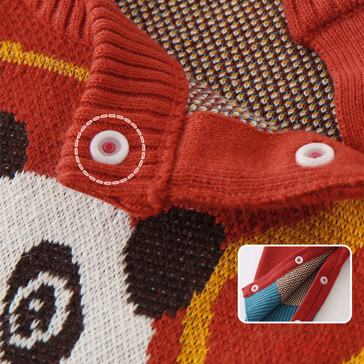 Combinaison bébé garçon/fille en coton tricoté à manches longues, motif panda roux et Buddha Stones , automne/hiver - image 5