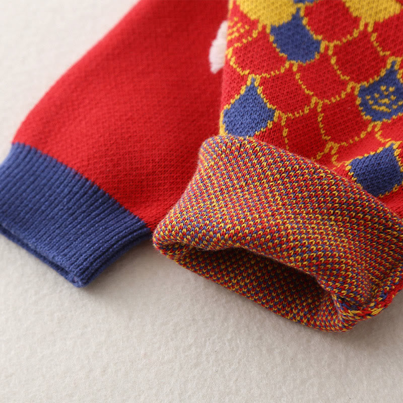 Combinaison bébé garçon/fille en coton tricoté à manches longues, motif dragon rouge et Buddha Stones , automne/hiver - image 9