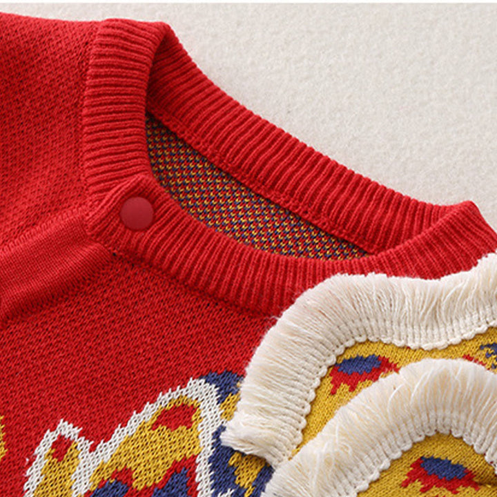 Combinaison bébé garçon/fille en coton tricoté à manches longues, motif dragon rouge et Buddha Stones , automne/hiver - image 5