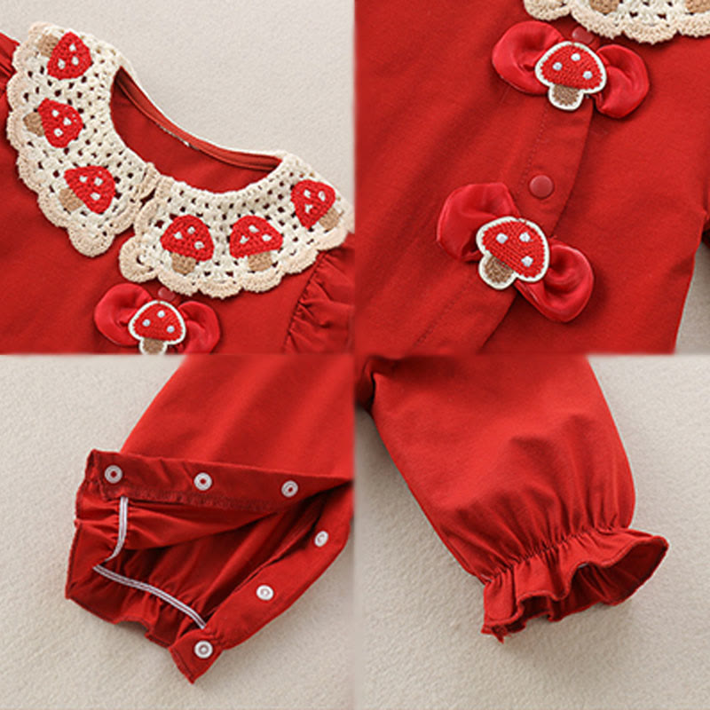 Grenouillères à manches longues en coton pour bébé fille, motif fraise rouge et Buddha Stones , printemps/automne - image 4