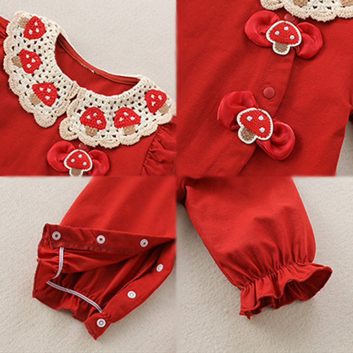 Grenouillères à manches longues en coton pour bébé fille, motif fraise rouge et Buddha Stones , printemps/automne - image 4