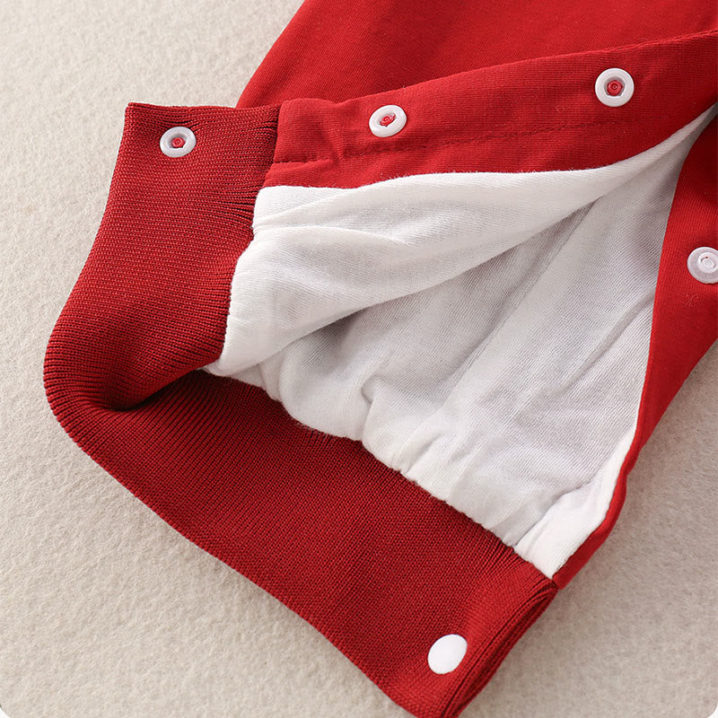 Buddha Stones Printemps Automne Rouge Année du Cheval Motif Bonne fortune Grenouillères à manches longues en coton pour bébé fille et garçon - image 6