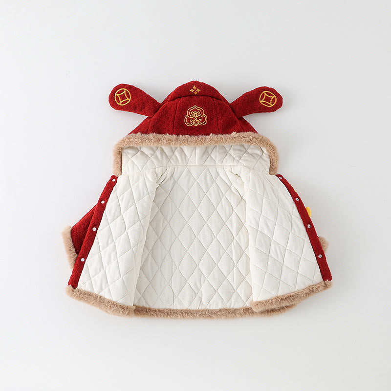 Manteau à manches longues pour bébé fille/garçon, motif vagues et poissons koi rouges, avec Buddha Stones , automne/hiver - image 2