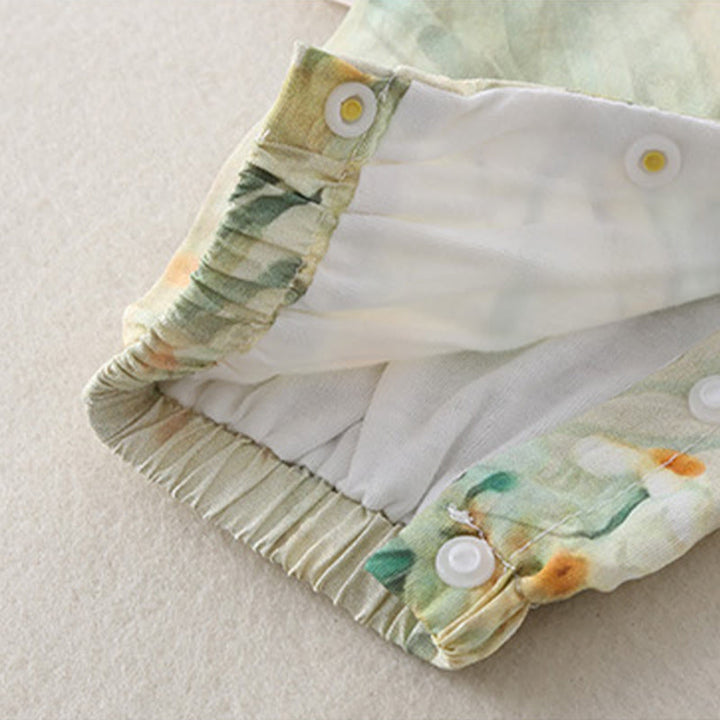 Grenouillères bébé fille en coton à manches longues, motif fleurs beiges et herbe verte , Buddha Stones , printemps et automne - image 12