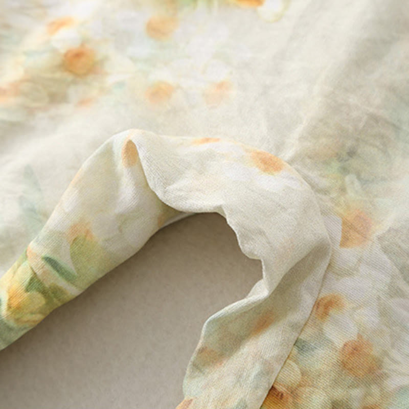 Grenouillères bébé fille en coton à manches longues, motif fleurs beiges et herbe verte , Buddha Stones , printemps et automne - image 11