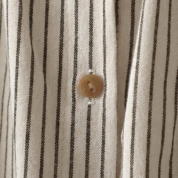 Chemise à manches longues pour femme avec col montant, boutons et rayures automnales, Buddha Stones, poches - image 8