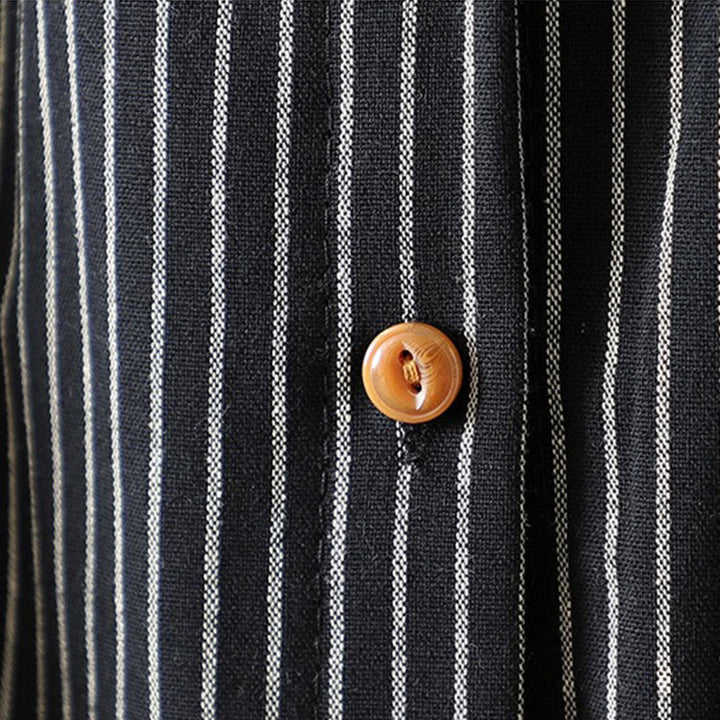 Chemise à manches longues pour femme avec col montant, boutons et rayures automnales, Buddha Stones, poches - image 19