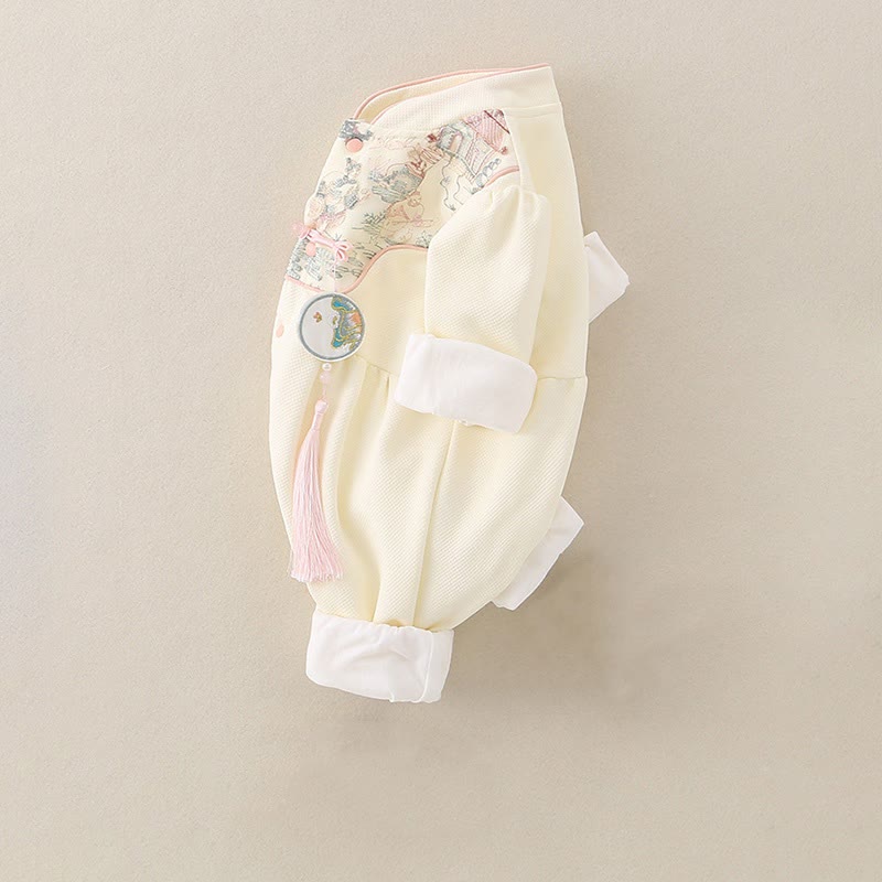 Grenouillères bébé fille en coton à manches longues, motif pavillon printemps-automne, Buddha Stones - image 4