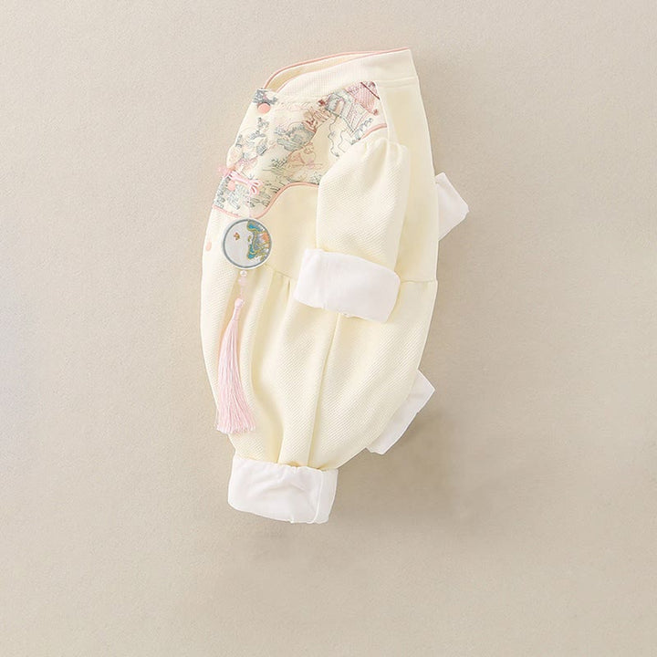 Grenouillères bébé fille en coton à manches longues, motif pavillon printemps-automne, Buddha Stones - image 4