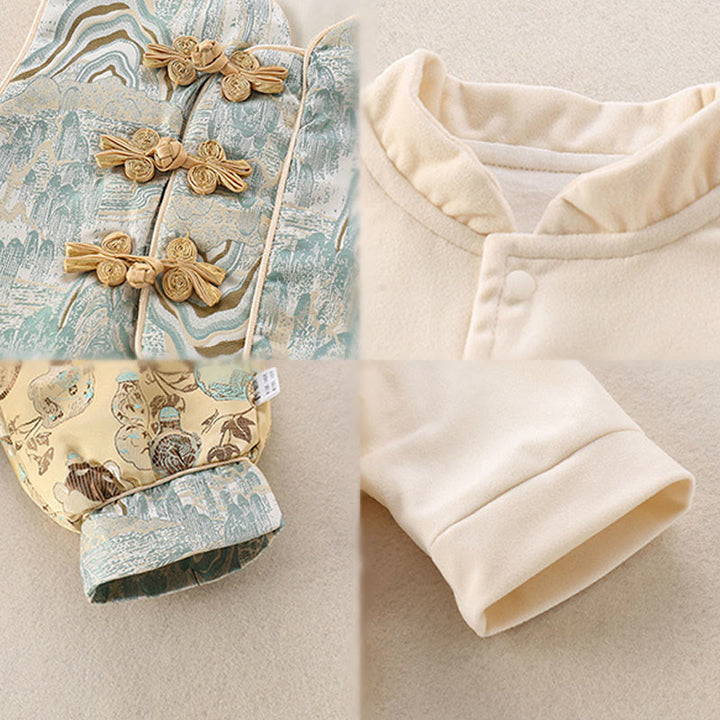 Ensemble bébé garçon 3 pièces en coton, motif bouteilles et Buddha Stones un gilet, une veste et un pantalon à taille élastique et manches longues. - image 5