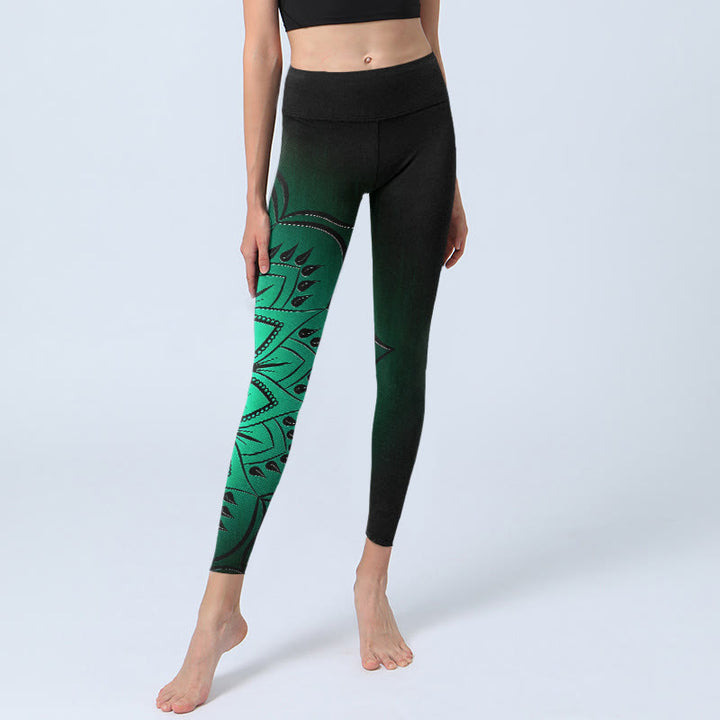 Leggings de sport pour femmes avec motif mandala foncé et Buddha Stones - image 5