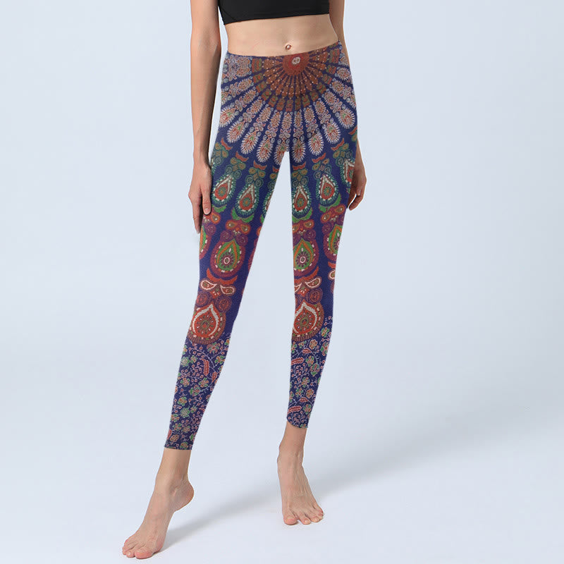 Leggings de sport pour femmes, motif cachemire floral exquis Buddha Stones, pantalon de yoga - image 5