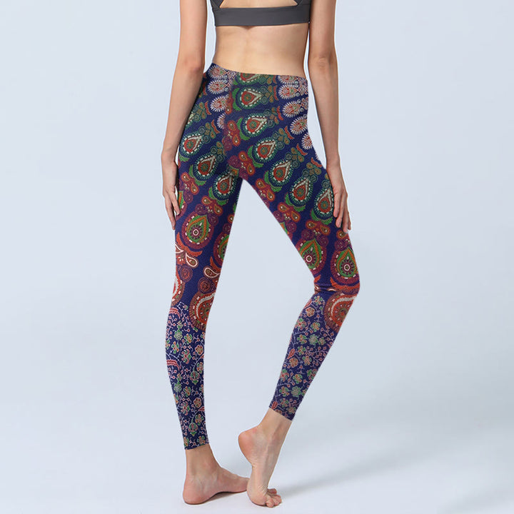 Leggings de sport pour femmes, motif cachemire floral exquis Buddha Stones, pantalon de yoga - image 4