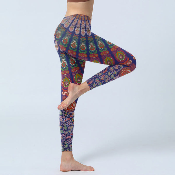 Leggings de sport pour femmes, motif cachemire floral exquis Buddha Stones, pantalon de yoga - image 3