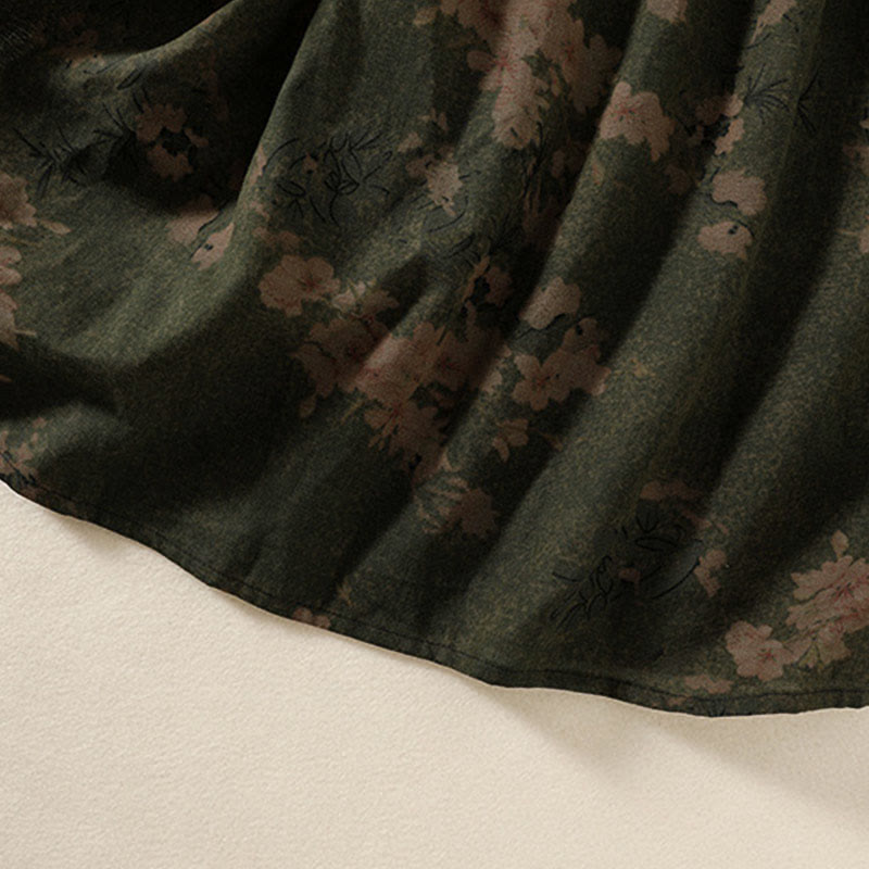 Robe midi à manches longues et poches, ornée de boutons et d'un imprimé floral décontracté Buddha Stones - image 6