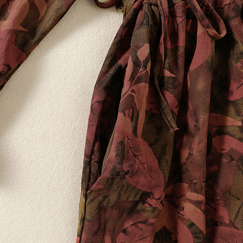 Robe midi à manches longues et poches, ornée de boutons et d'un imprimé floral décontracté Buddha Stones - image 14