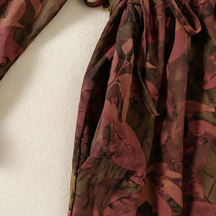 Robe midi à manches longues et poches, ornée de boutons et d'un imprimé floral décontracté Buddha Stones - image 14