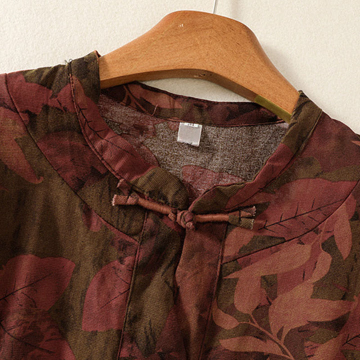 Robe midi à manches longues et poches, ornée de boutons et d'un imprimé floral décontracté Buddha Stones - image 9