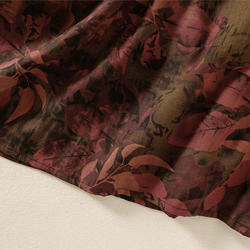 Robe midi à manches longues et poches, ornée de boutons et d'un imprimé floral décontracté Buddha Stones - image 16