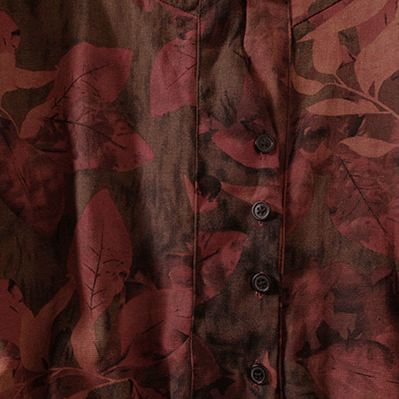 Robe midi à manches longues et poches, ornée de boutons et d'un imprimé floral décontracté Buddha Stones - image 11