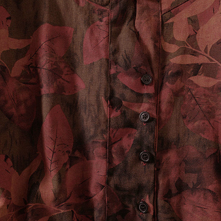 Robe midi à manches longues et poches, ornée de boutons et d'un imprimé floral décontracté Buddha Stones - image 11