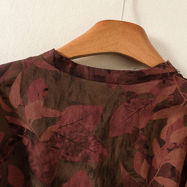 Robe midi à manches longues et poches, ornée de boutons et d'un imprimé floral décontracté Buddha Stones - image 10