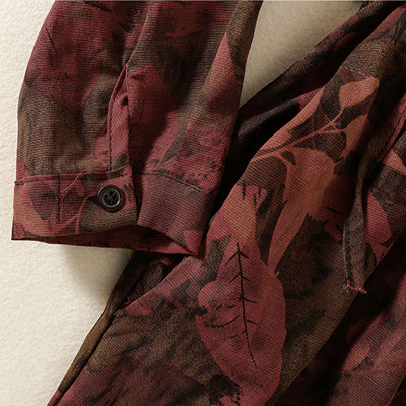 Robe midi à manches longues et poches, ornée de boutons et d'un imprimé floral décontracté Buddha Stones - image 13