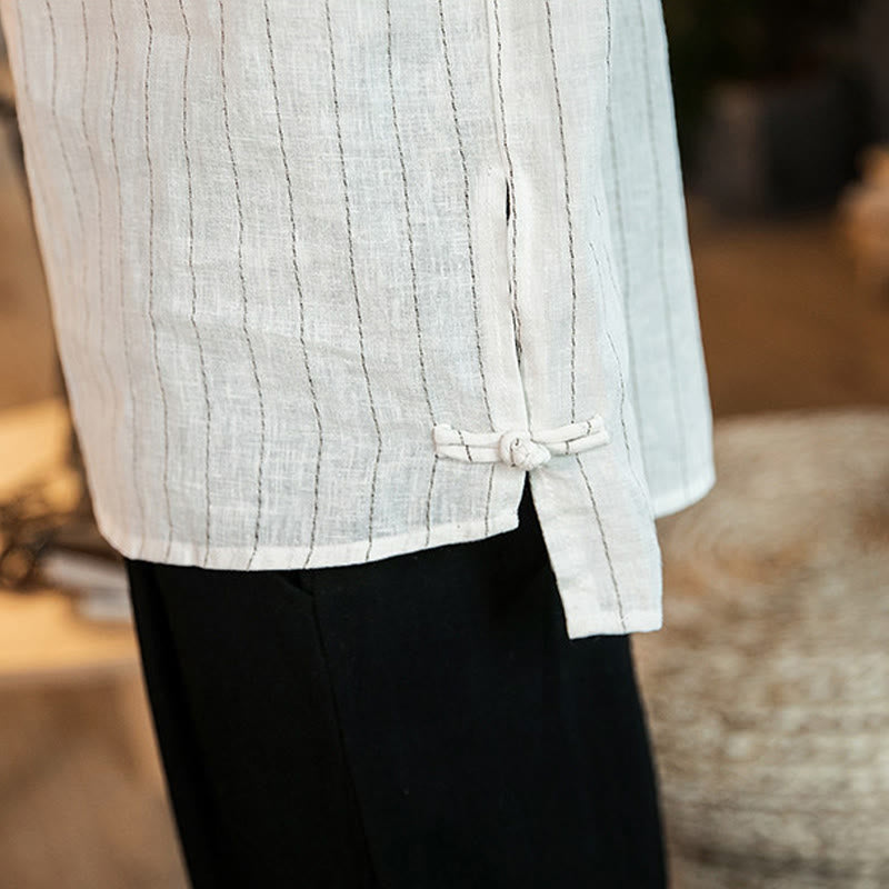 Chemise homme en coton à carreaux, demi-boutons, col montant, manches trois-quarts, Buddha Stones - image 21