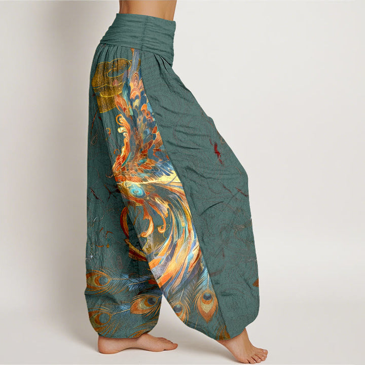 Pantalon harem pour femme, taille élastique, en pur coton, motif phénix volant et Buddha Stones - image 7
