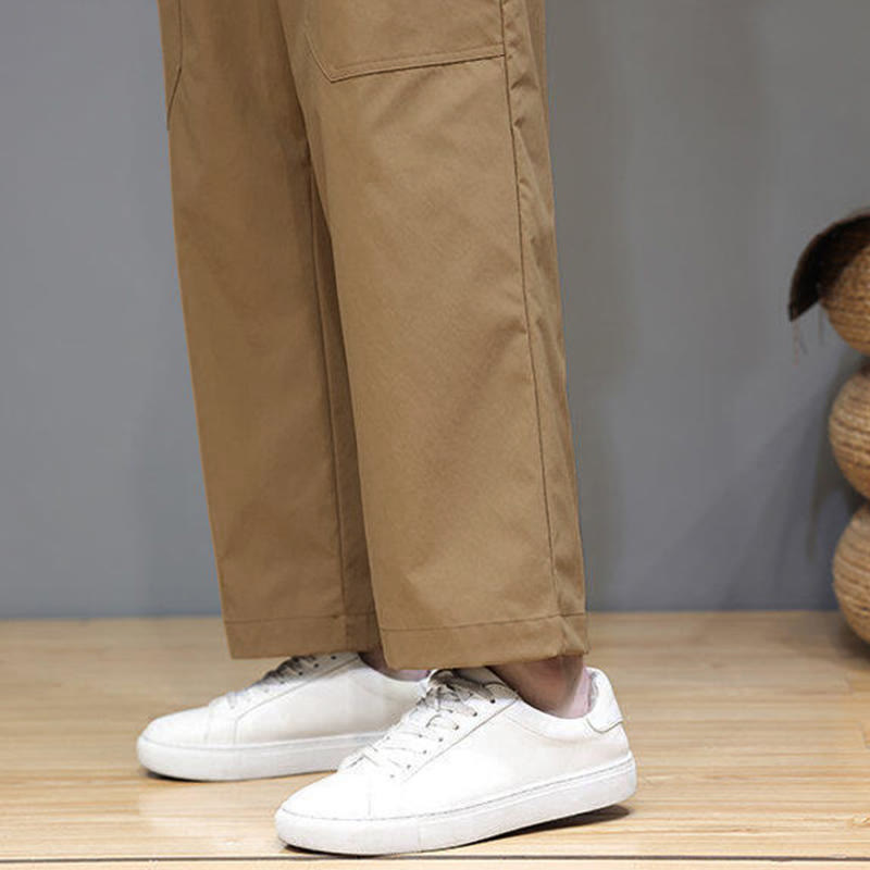 Pantalon d'été pour homme Buddha Stones, couleur unie, coupe droite, longueur cheville, cordon de serrage, avec poches - image 34