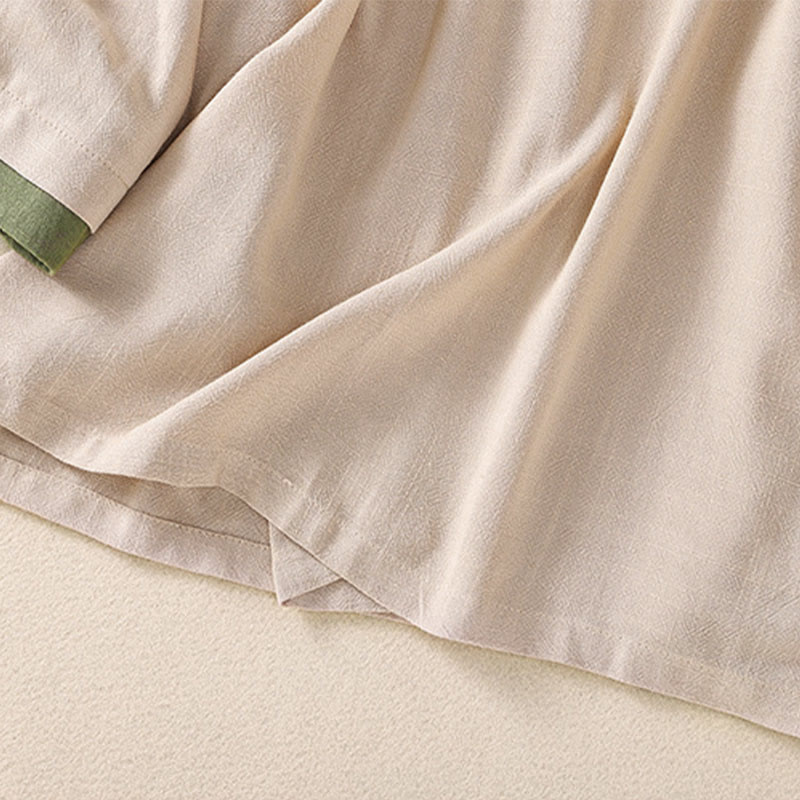 Chemise en coton et lin à manches trois-quarts pour femme, style rétro à lacets et boutons grenouille, avec motif Buddha Stones - image 13