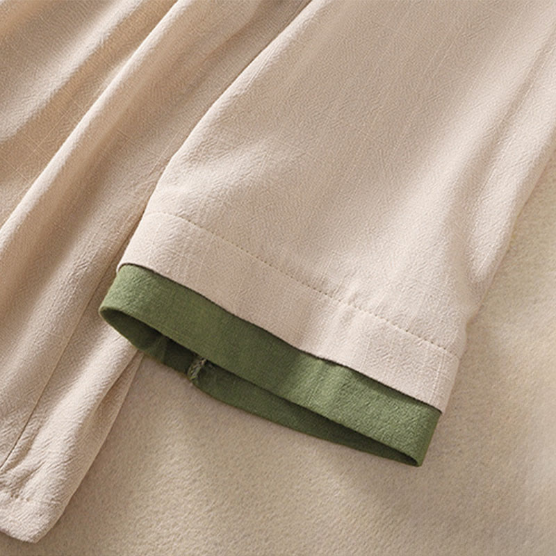 Chemise en coton et lin à manches trois-quarts pour femme, style rétro à lacets et boutons grenouille, avec motif Buddha Stones - image 9