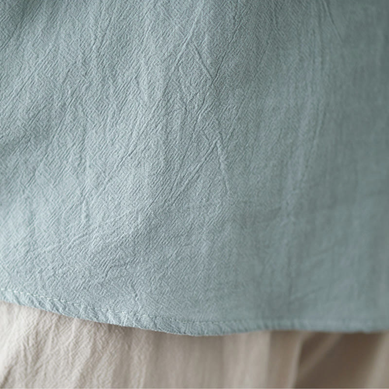 Chemise en coton à manches longues et col montant, ornée de broderies florales, pour femme, de la marque Buddha Stones. - image 16