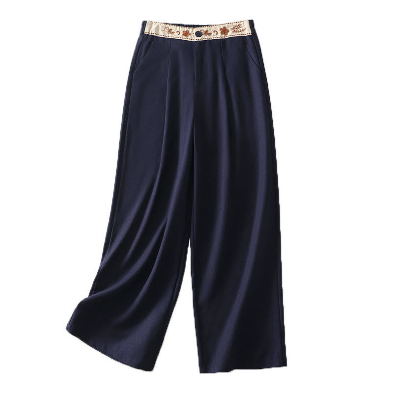 Pantalon large en coton avec poches, taille élastique brodée, motif Buddha Stones et fermeture éclair, pour femme. - image 21