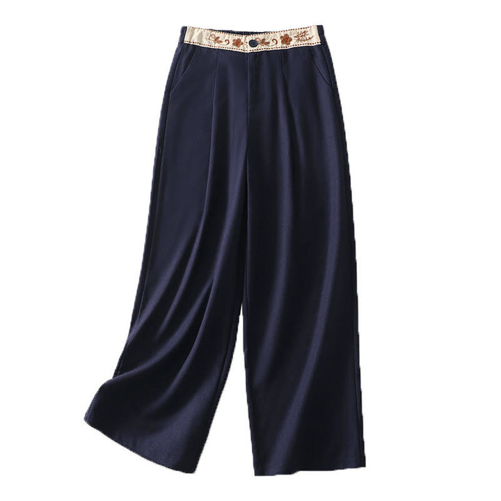 Pantalon large en coton avec poches, taille élastique brodée, motif Buddha Stones et fermeture éclair, pour femme. - image 21