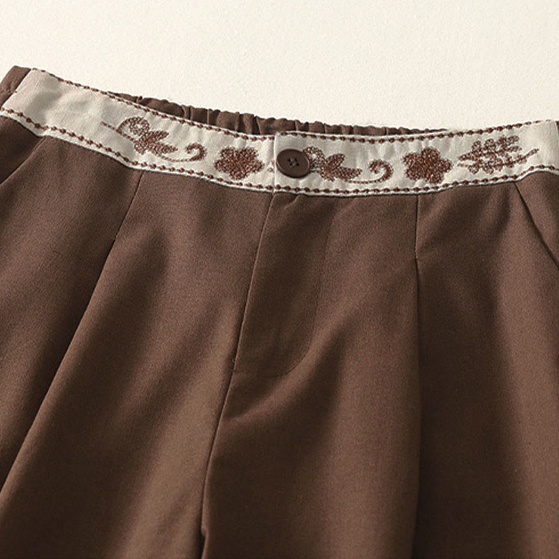 Pantalon large en coton avec poches, taille élastique brodée, motif Buddha Stones et fermeture éclair, pour femme. - image 23