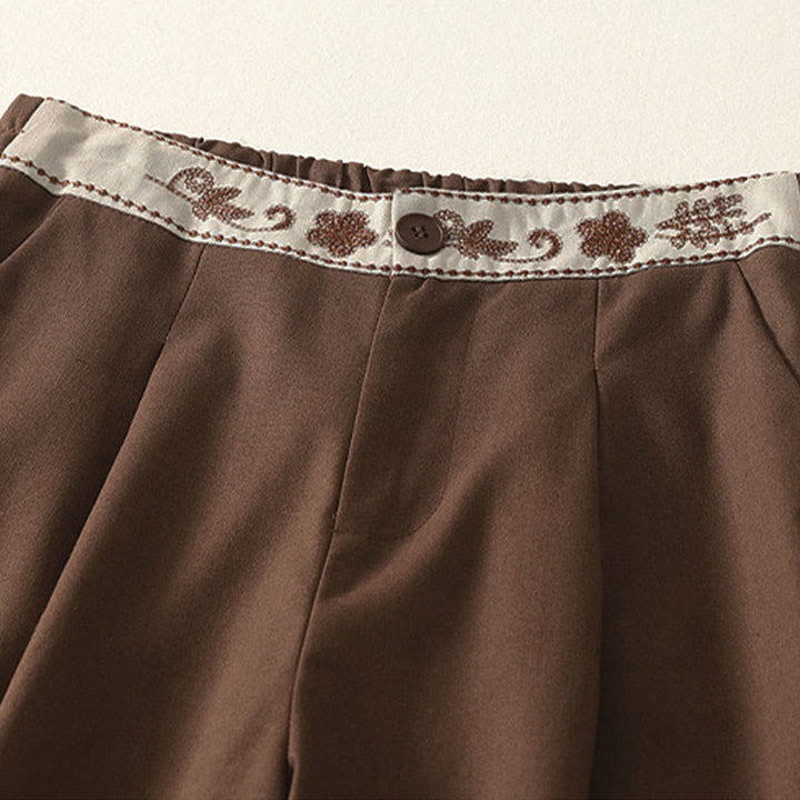 Pantalon large en coton avec poches, taille élastique brodée, motif Buddha Stones et fermeture éclair, pour femme. - image 23