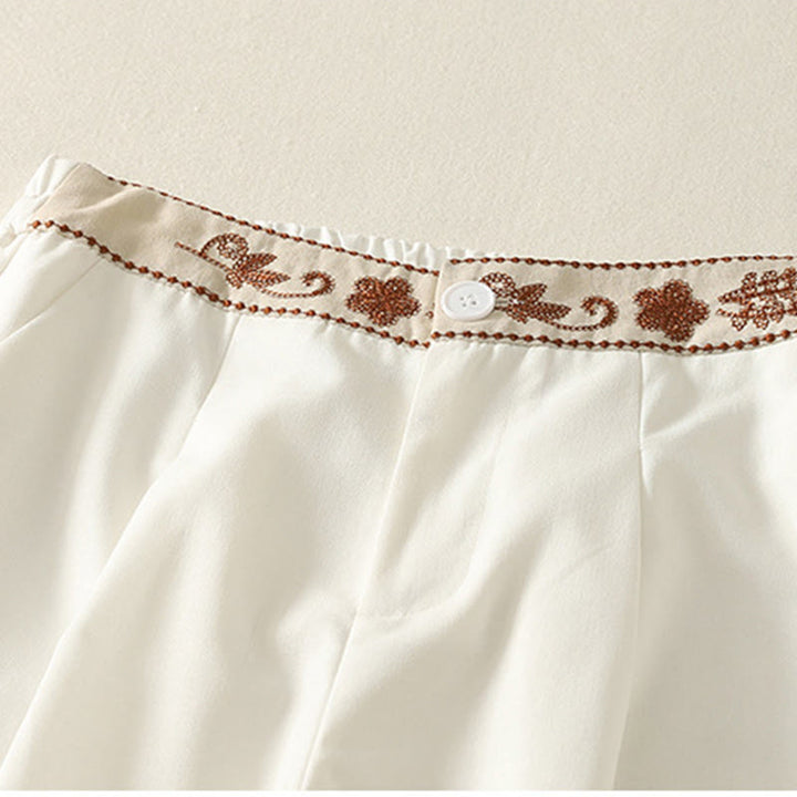 Pantalon large en coton avec poches, taille élastique brodée, motif Buddha Stones et fermeture éclair, pour femme. - image 4