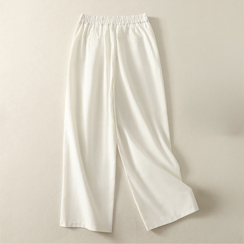 Pantalon large en coton avec poches, taille élastique brodée, motif Buddha Stones et fermeture éclair, pour femme. - image 2