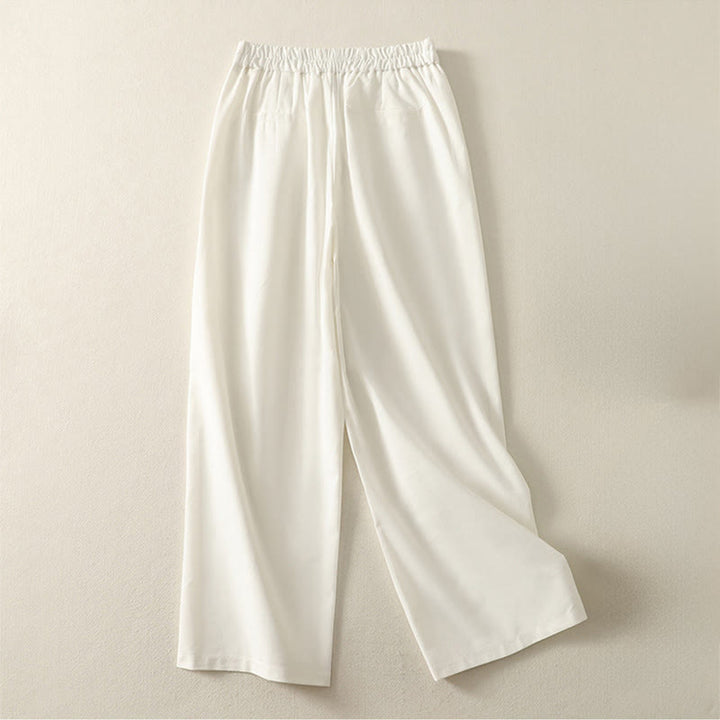 Pantalon large en coton avec poches, taille élastique brodée, motif Buddha Stones et fermeture éclair, pour femme. - image 2