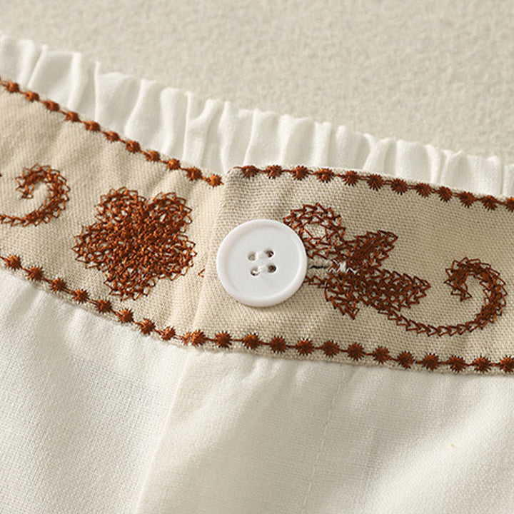 Pantalon large en coton avec poches, taille élastique brodée, motif Buddha Stones et fermeture éclair, pour femme. - image 3