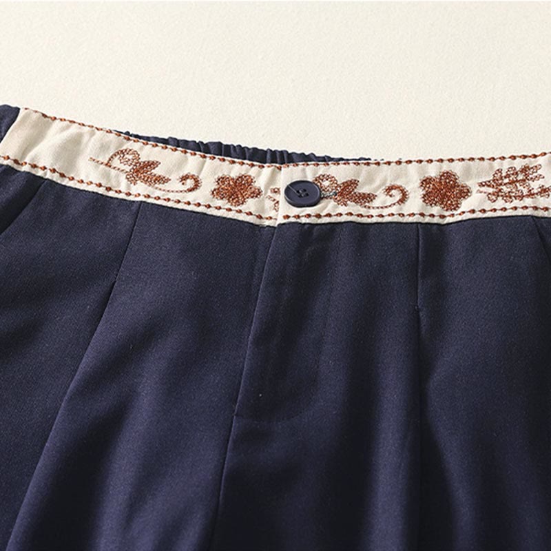 Pantalon large en coton avec poches, taille élastique brodée, motif Buddha Stones et fermeture éclair, pour femme. - image 17