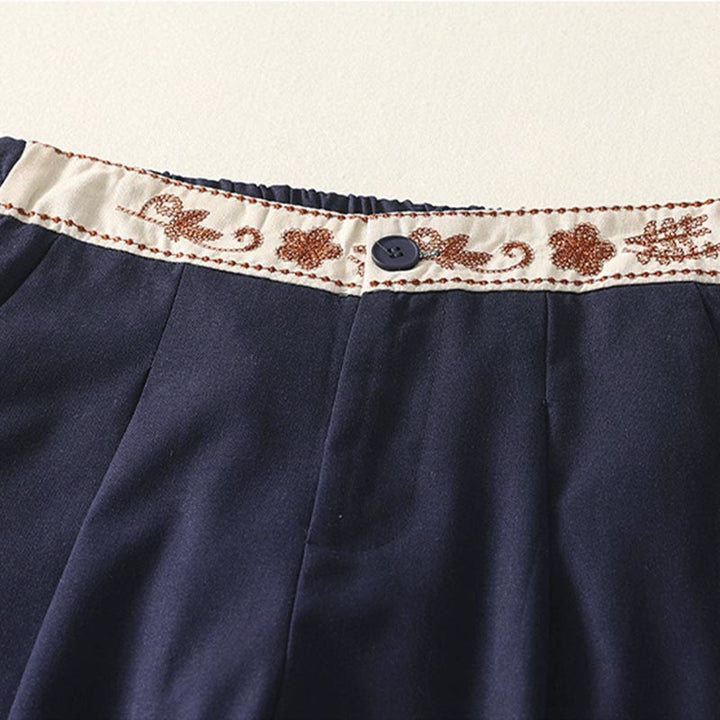 Pantalon large en coton avec poches, taille élastique brodée, motif Buddha Stones et fermeture éclair, pour femme. - image 17