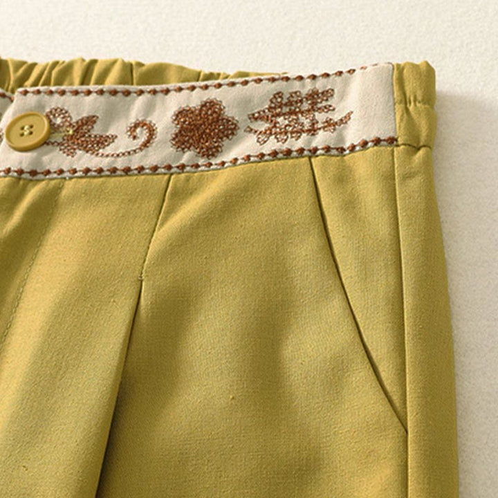 Pantalon large en coton avec poches, taille élastique brodée, motif Buddha Stones et fermeture éclair, pour femme. - image 13