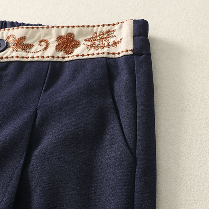 Pantalon large en coton avec poches, taille élastique brodée, motif Buddha Stones et fermeture éclair, pour femme. - image 18
